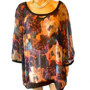 Fashion Bug Boho Floral Sexy Beach Summer Coverup Top Blouse Women Plus 2X